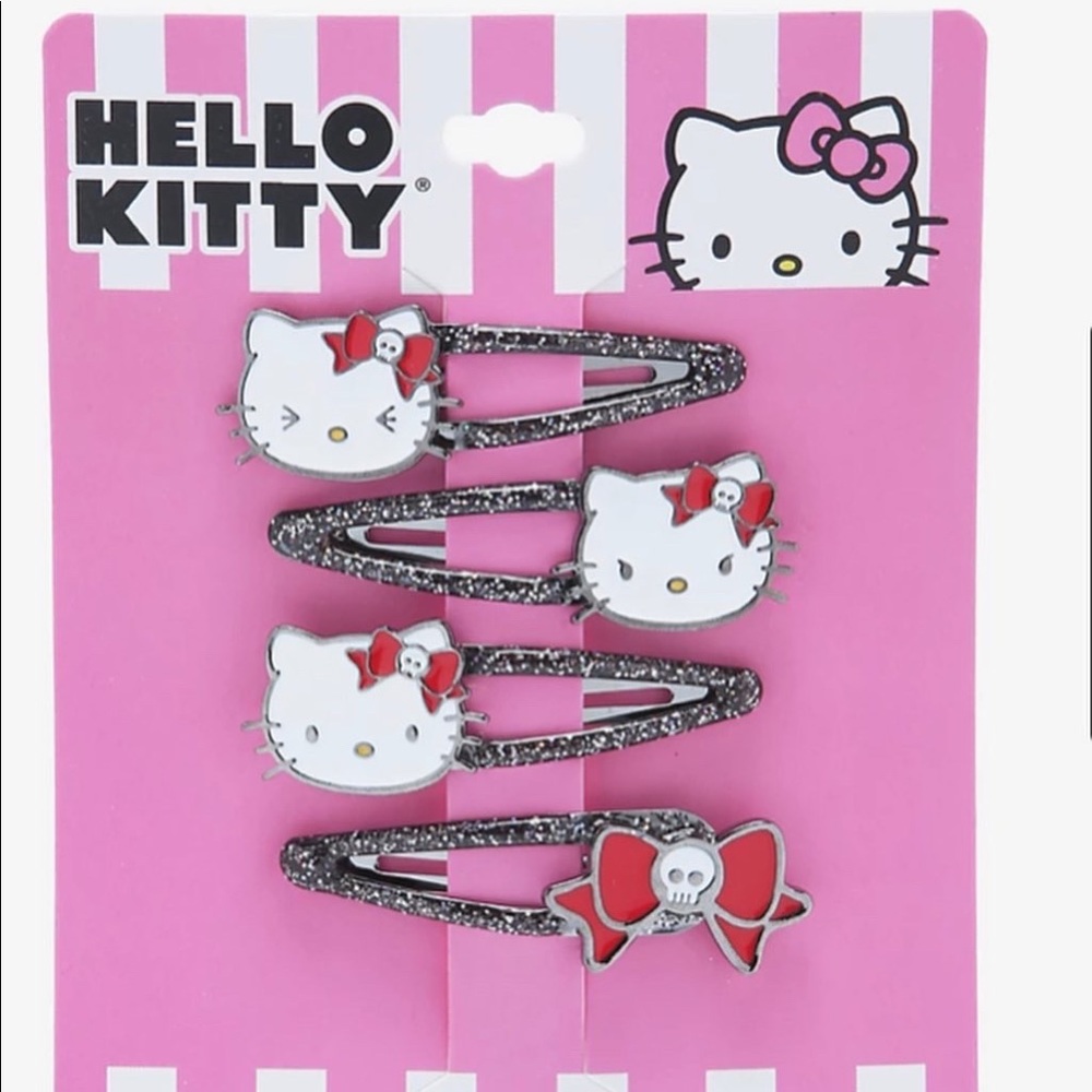 Sanrio Hello Kitty Hair Clips + Kuromi Necklace